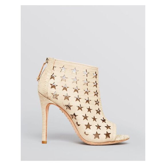 ALICE+OLIVIA Womens Beige Metallic Giovanna Open Toe Stiletto Leather Booties 38 - Picture 3 of 3